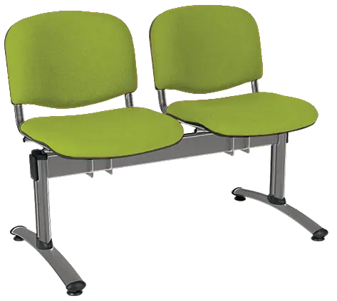 CL - 22, čalouněná lavice do čekárny, 2-sedák, látka SUE - S 34 hráškově zelená, kostra chrom